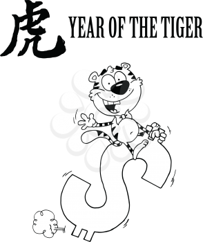Royalty Free Clipart Image of a Dollar Sign for the Year of the Tiger