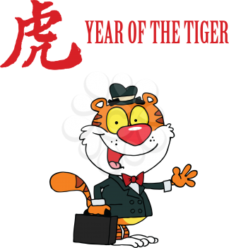 Royalty Free Clipart Image of a Businessman Tiger for Year of the Tiger