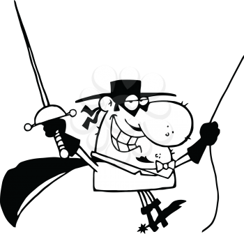 Royalty Free Clipart Image of a Masked Man With a Sword