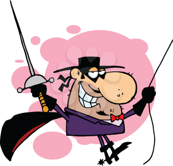 Royalty Free Clipart Image of a Masked Man With a Sword