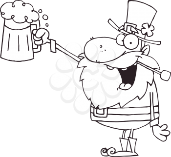 Royalty Free Clipart Image of a Leprechaun With a Mug of Beer