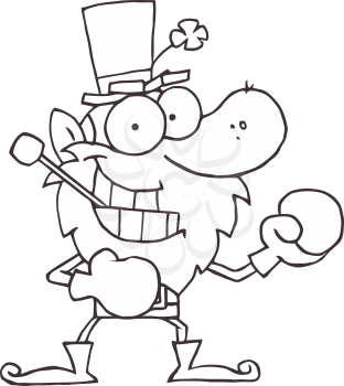 Royalty Free Clipart Image of a Leprechaun in Boxing Gloves