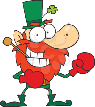 Royalty Free Clipart Image of a Boxing Leprechaun