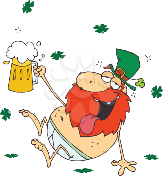 Royalty Free Clipart Image of a Drunk Leprechaun