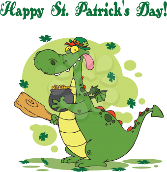 Royalty Free Clipart Image of a Happy St. Patrick's Day Dragon