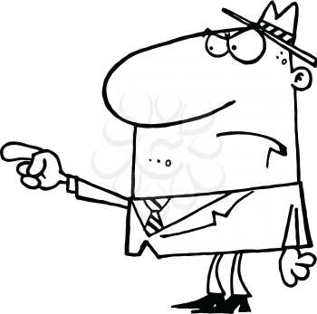 Royalty Free Clipart Image of a Business Man Pointing His Finger