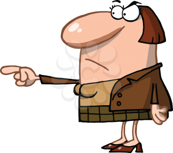 Royalty Free Clipart Image of an Angry Woman Pointing
