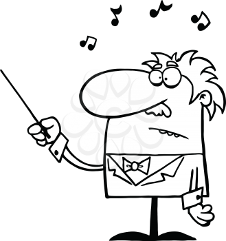 Royalty Free Clipart Image of a Conductor Holding a Baton