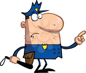Royalty Free Clipart Image of a Police Officer Gesturing With a Finger