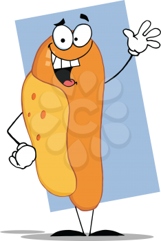 Royalty Free Clipart Image of a Hot Dog Waving