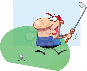 Royalty Free Clipart Image of a Man Swinging a Golf Club