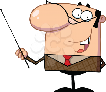 Royalty Free Clipart Image of a Man With a Pointer Stick