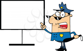 Royalty Free Clipart Image of a Police Officer at the Board