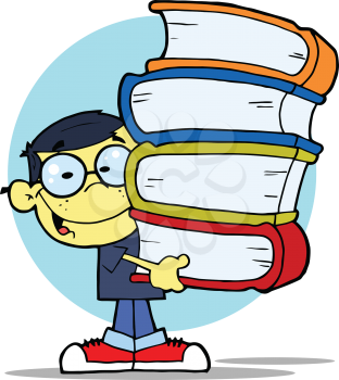 Royalty Free Clipart Image of an Asian Male Student Carrying Books