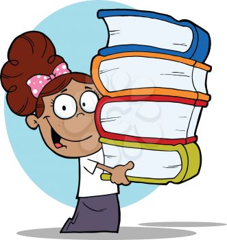 Royalty Free Clipart Image of an African American Student With Books