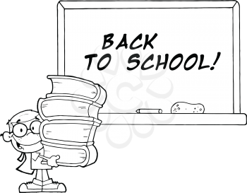 Royalty Free Clipart Image of a Students at a Back to School Chalkboard