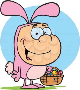 Royalty Free Clipart Image of a Kid in a Bunny Suit