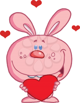 Royalty Free Clipart Image of a Pink Valentine Bunny