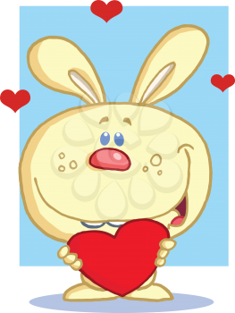 Royalty Free Clipart Image of a Yellow Valentine Bunny
