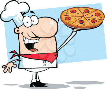 Royalty Free Clipart Image of a Pizza Guy