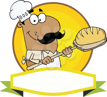 Royalty Free Clipart Image of a Black Baker With a Loaf