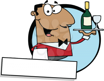 Royalty Free Clipart Image of a Guy Serving Wine