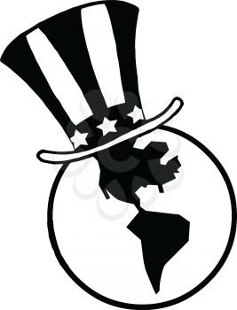Royalty Free Clipart Image of an Uncle Sam's Hat on a Globe