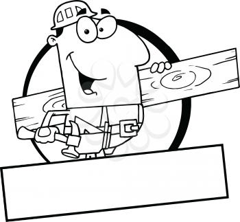 Royalty Free Clipart Image of a Man Carrying Lumber