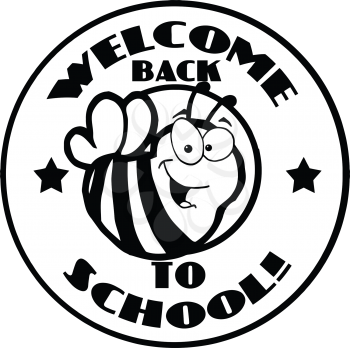 Royalty Free Clipart Image of a Bee on a Back to School Badge