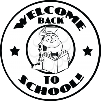 Royalty Free Clipart Image of a Bookworm Graduate Back to School