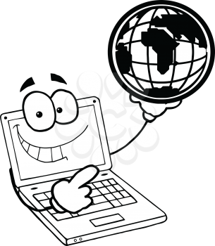 Royalty Free Clipart Image of a Computer Holding the World