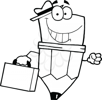 Royalty Free Clipart Image of a Pencil With a Suitcase