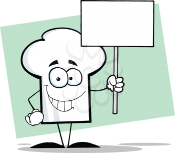 Royalty Free Clipart Image of a Chef's Hat With a Blank Sign
