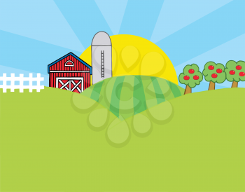 Royalty Free Clipart Image of a Country Scene