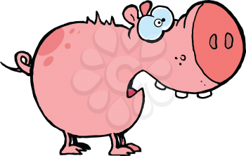 Royalty Free Clipart Image of a Frightened Pig
