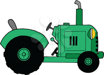 Royalty Free Clipart Image of a Green Tractor