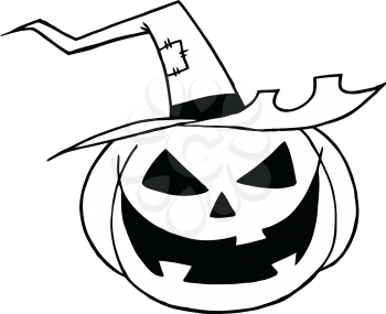 Royalty Free Clipart Image of a Jack-o-Lantern in a Witch's Hat