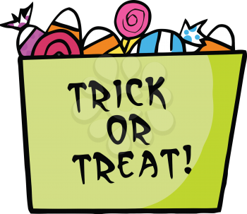 Royalty Free Clipart Image of a Bucket of Halloween Candy