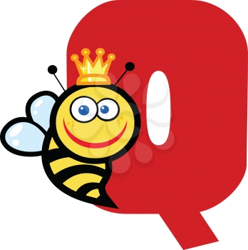 Royalty Free Clipart Image of a Q is For Bee