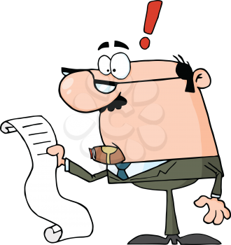 Royalty Free Clipart Image of a Guy Looking at a Long List