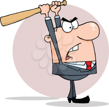 Royalty Free Clipart Image of a Businessman With a Baseball Bat