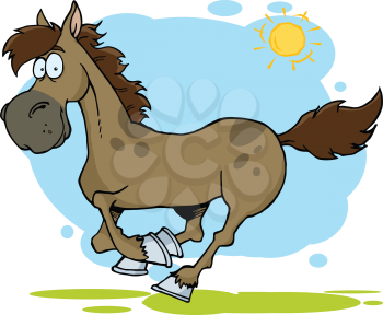 Royalty Free Clipart Image of a Running Horse