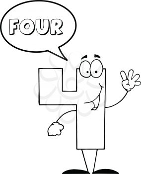 Royalty Free Clipart Image of a Four With a Speech Bubble