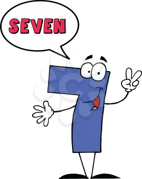 Royalty Free Clipart Image of a Number Seven With a Speech Bubble