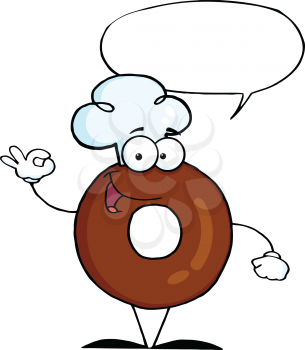 Royalty Free Clipart Image of a Donut Giving an OK Sign