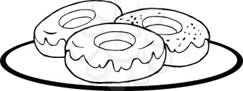 Royalty Free Clipart Image of a Plate of Donuts