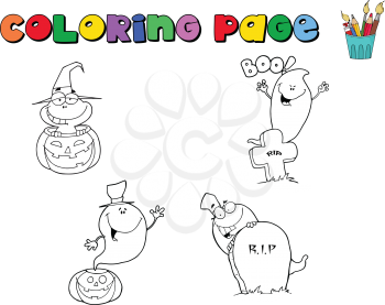 Royalty Free Clipart Image of a Halloween Colouring Page