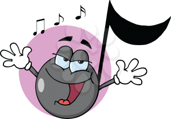 Royalty Free Clipart Image of a Singing Eighth Note