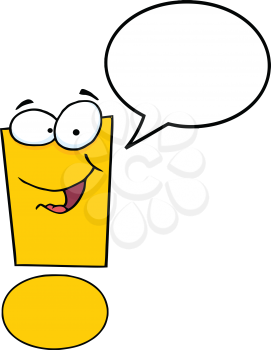 Royalty Free Clipart Image of an Exclamation Mark With a Conversation Bubble