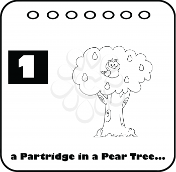 Royalty Free Clipart Image of a Partridge in a Pear Tree